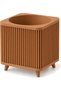 Ribbed Square Planter with Legs, 12.5 cm Opening, Modern Mid-Century Plant Pot for Indoor Plants