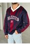 Selected Printed Knit Sweater, Y Burgundy Laci