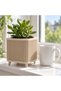 Ribbed Square Planter with Legs, 12.5 cm Opening, Modern Mid-Century Plant Pot for Indoor Plants - 4