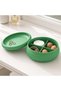 Round Stackable Desk Organiser with Tray and 2 Dividers, Ribbed Storage Container for Keys, Marble - 7