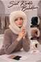 Women's Suede-Fur-Trimmed Balaclava Hat with Hooded Neck Warmer and Winter Snow Mask - 2