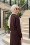 Knit Set with Accessory Detail on the Tunic and Skirt, Style 704, Brown - 3