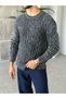 Pre-Washed Knit Pattern Sweater, Black