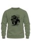 Hunting Hunter Pig-Printed Wild Boar Hunting Regular Fit Crew Neck Khaki Sweatshirt