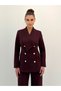 Premium Shawl Collar Double-Breasted Gold-Buttoned Jacket and Pants, Plum-Colored Two-Piece Suit - 3