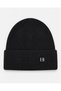Unisex Winter Beanie with Metal Monogram Logo, Corded Fabric, Double-Cuffed