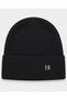 Unisex Winter Beanie with Metal Monogram Logo, Corded Fabric, Double-Cuffed - 3