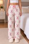 Women's Pajama Bottoms with a 2-Piece Cotton Satin Ribbon Detail and a Pink Ribbon Pattern. - 3
