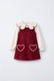 Girls' Burgundy Velvet Dress and Blouse Set with Pockets