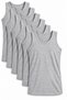 Men's 6-Piece Gray Undershirts, 100% Cotton Single Jersey Fabric Men's Undershirts with Straps