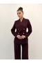 Premium Shawl Collar Double-Breasted Gold-Buttoned Jacket and Pants, Plum-Colored Two-Piece Suit - 2