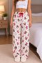 Women's Pajama Bottoms with a Pair of Cotton Satin Ribbons and New Year's and Teddy Bear Print Patterns - 5