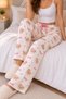 Women's Pajama Bottoms with a 2-Piece Cotton Satin Ribbon Detail and a Pink Ribbon Pattern. - 2