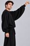 Battal Boy Unisex Crew Neck Oversized Sweatshirt, Black - 3