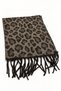 Unisex Lightweight Puffy Scarf in Taupe Color and Leopard Print - 4