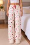 Women's Pajama Bottoms with a 2-Piece Cotton-Blend Light Satin Ribbon Detail and Small Teddy Bear Print - 2