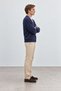 Navy Blue Off-Shoulder Soft-Textured V-Neck Men's Knit Sweater |   Mew5111322-1 - 4