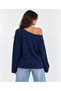 Women's Navy Blue Off Shoulder Blouse - 4