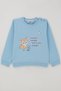 Girls' Sweatshirt with a Friendship Theme and Cute Animal Print, Ages 1.5–5, Light Blue