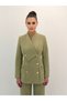 Premium Blazer Jacket with Asymmetrical Shawl Collar and Gold Buttons, Paired with High-Waisted Pants - 3