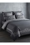 Double-Size Patterned Pique Bedspread Set and Bedspread Set - Gray Leaf Pattern - Includes Bed Sheet - 4-Piece Set" - 2