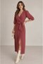 Women's Double-Breasted Wrap Neckline Sporty-Chic Truvakar Sleeve Casual Pleated Textured Chic Dress - 2