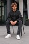 Men's Black Everyday Raincoat with Zipper - 4