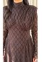 Women's Brown Boat Neck Chain-Patterned Padded Shoulder-Pad Long Evening Gown for Graduation - 2