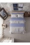 Double-Size Patterned Pique Bedspread Set and Bedspread Set - Gray Leaf Pattern - Includes Bed Sheet - 4-Piece Set" - 3