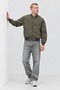 Men's Bomber Jacket with Zipper, Ribbed, Khaki, Transitional - 3