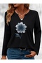 Mix-Printed Cotton-Lycra Half-V-Neck Short-Sleeved Blouse
