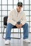 Men's Soft-Textured Half-Zip Winter Ecru Fleece-Lined Pullover - 4
