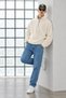 Men's Soft-Textured Half-Zip Winter Ecru Fleece-Lined Pullover - 6
