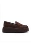 Women's Coffee-Colored Loafers embellished with stones, with a thick sole and a lightweight, slightly elevated platform - 6