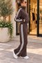 Polka Dot Patterned, Striped, Zippered, Wide-Leg Two-Piece Set. - 3