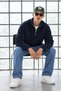 Men's Soft-Textured Navy Blue Winter Fleece with Half-Zip - 4