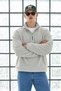 Men's Soft-Textured Half-Zip Winter Gray Fleece-Lined Jacket - 5