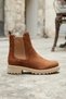 Women's Taba Suede Chelsea Boots with Elastic Side Panels, Cream, thick sole, casual short boots - 6