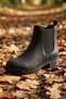 Women's Black Chelsea Boots with Elastic Sides, Thick Treaded Soles, Casual and Comfortable Short Boots - 3