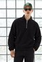 Men's Soft-Textured Half-Zip Black Winter Fleece