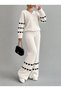 Women's Knitted Two-Piece Set Featuring Patterned and Stylish Wide-Leg Pants. - 2