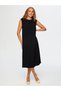 Women's Satin Jacquard Woven Low-Sleeve Elegant Black Dress Uw26Elb003 - 3