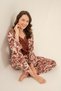 Leaves Women's Brown Dressing Gown Set Pc9266-S-V1 - 3