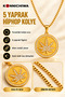 5-Leaf Figurine Hip Hop Necklace, Gold-Colored, with Stone Details. 🔥   Reflect Your Street Style, Show Off Your Difference! 🔥