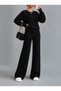 Women's Crop Top, Finger-Loop, Wide-Leg Pants, Stylish Two-Piece Knit Set. - 5