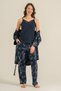 Women's Leaves Navy Blue Dressing Gown Set Pc9260-S-V1 - 6