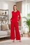 Stylish, Patterned, Wide-Leg, Soft-Textured Viscose V-Neck 2-Piece Pajama Set