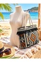 Ethnic Patterned Tassel Kilim Zippered Shoulder Bag, Bohemian Picnic Bag, 50X30 Cm. - 2