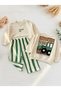 The Big Dig Striped Seasonal Two-Piece Set with a Back Print. - 2