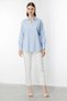 Plus Size Polo Collar Blue Women's Shirt 03506 - 4